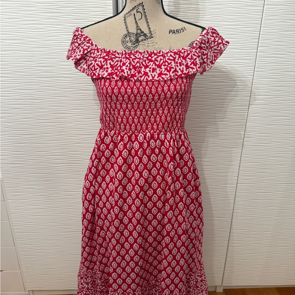 NWT Vineyard Vines Red and White Patterned Midi Dress